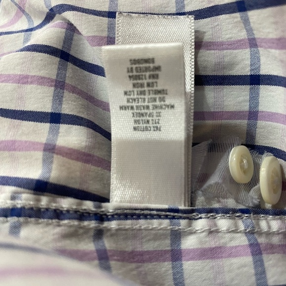 Bonobos Purple & Blue Plaid Button Down Long Sleeve Shirt Dress Shirt size 16.5 - Picture 8 of 9